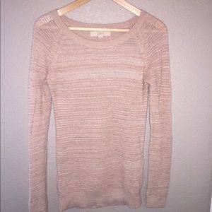 LOFT Crewneck Knit Sweater in Dusty Pink